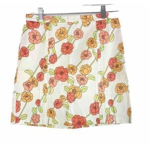 Ann Taylor Floral Pencil Mini Skirt Women's Size 2P Cream Flowers Casual Dressy